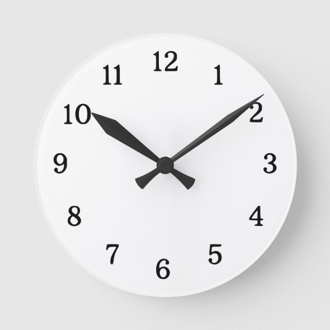 Modern minimalistisk svart och vit rund klocka (Framsida)