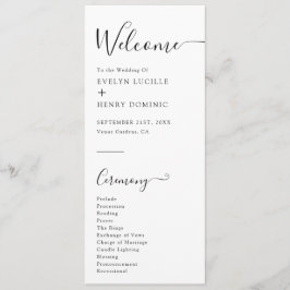 Modern minimalistisk svart- och vitsisk Bröllop-ce Program