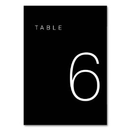 Modern minimalistisk svart och vitt Bordsnummer 6