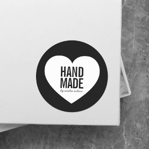 Modern, minimalistisk, svart och vitt handgjort hj runt klistermärke