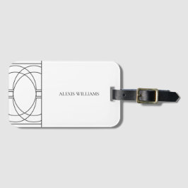 Modern minimalistisk svart och vitt skript bagagebricka