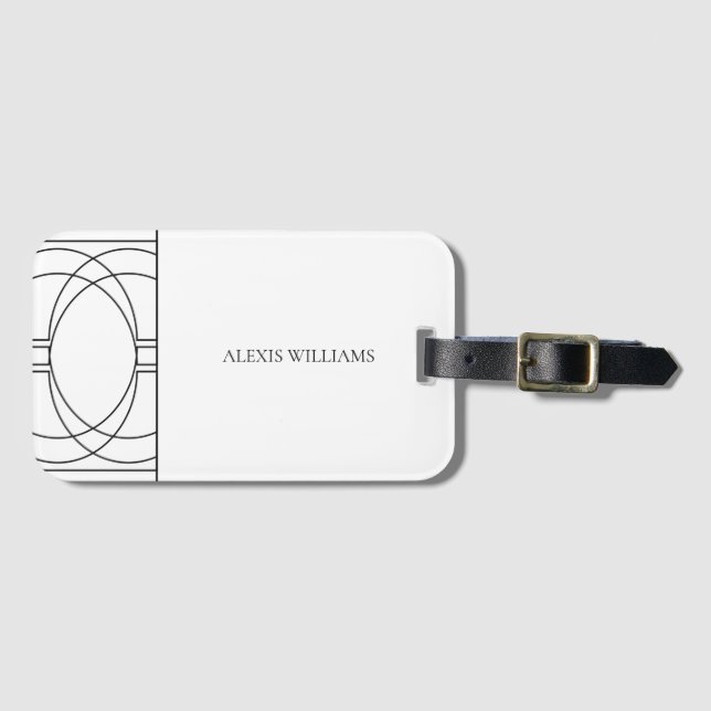 Modern minimalistisk svart och vitt skript bagagebricka (Framsida horisontal)