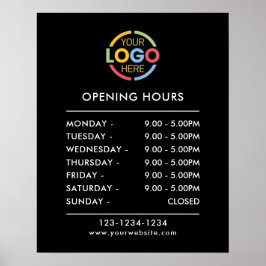 Modern minimalistisk svart | Öppettider för företa Poster