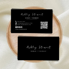 Modern Minimalistisk svart Professionell Qr-kod Visitkort