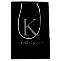 Modern minimalistisk svart Silver Monogram Namn