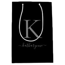 Modern minimalistisk svart Silver Monogram Namn