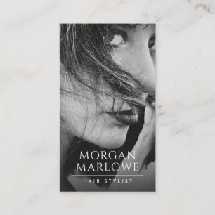 Modern minimalistisk svart, svart, hårvit foto visitkort
