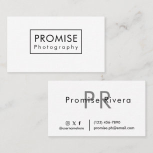 Modern minimalistisk svart, vit, blekvit typografi visitkort