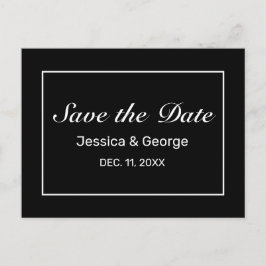 Modern minimalistisk svart vit Bröllop Meddelande Vykort