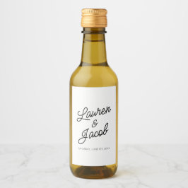 Modern Minimalistisk svart vit Bröllop-miniatyr me Vinetikett