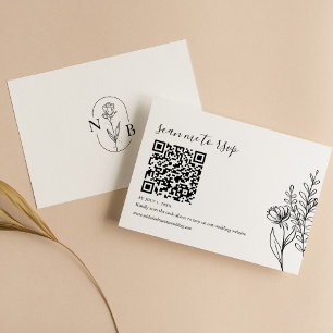 Modern Minimalistisk svart vit Bröllop QR-kod OSA Kort