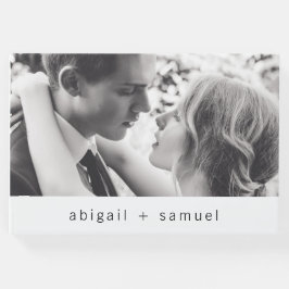 Modern minimalistisk svart-vit fotobryllup gästböcker