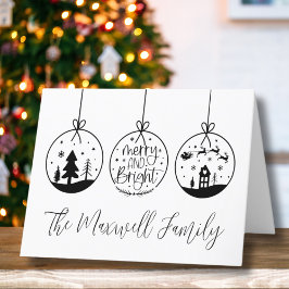 Modern minimalistisk svart vit God jul Helgkort