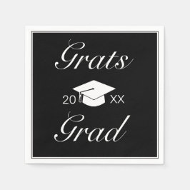 Modern minimalistisk svart vit grats Studenten Pappersservett