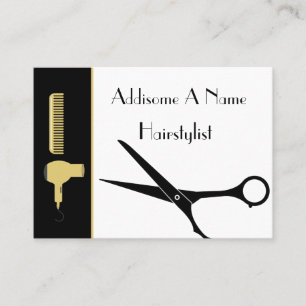 Modern minimalistisk svart, vit hårstylist guld Bu Visitkort