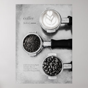 Modern minimalistisk svart, vit kaffekonst poster