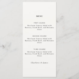 Modern minimalistisk svart & vit middagsmeny meny
