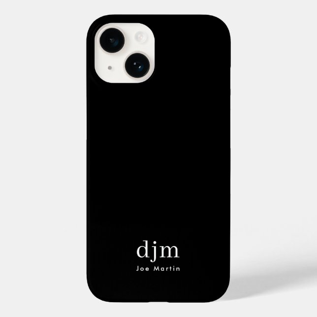Modern minimalistisk svart & vit monogramnamn (Baksida)