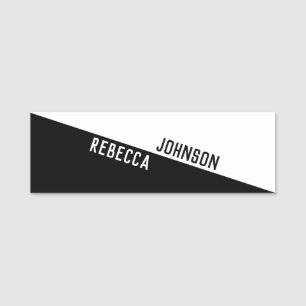 Modern minimalistisk svart vit namnbricka