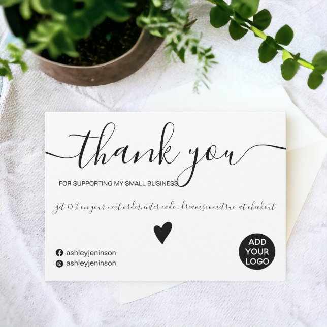 Modern minimalistisk svart-vit ordning tack inbjudningar (Modern minimalist black and white order thank you invitation)