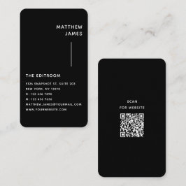 Modern Minimalistisk Svart Vit QR-kod Visitkort