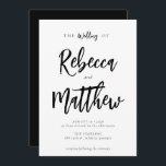 Modern minimalistisk svart, vitt skript Bröllop Inbjudningar<br><div class="desc">En modern inbjudan från elegant bröllop med ett typsnitt som ge är ett handskrivet tecken för makens serif-typsnitt för namn och elegant för dina bröllop-uppgifter. All text och färg (bakgrund och text) kan ändras om du vill - använda designen verktyg om du vill göra ytterligare justeringar.</div>