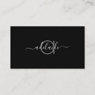 Modern minimalistisk svarthårslitsmonogram visitkort