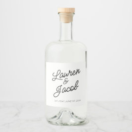 Modern minimalistisk svartvit Bröllop Spritflaskor Etikett