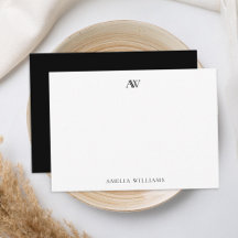 Modern Minimalistisk svartvit Elegant, Monogram
