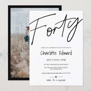 Modern minimalistisk svartvit fotoöverraskning fyr inbjudningar