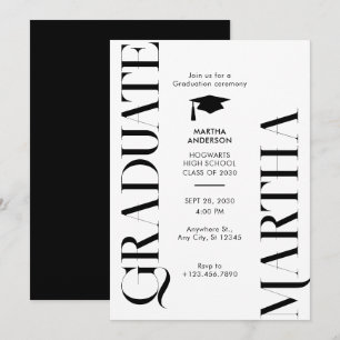 Modern minimalistisk svartvit graduatisering inbjudningar
