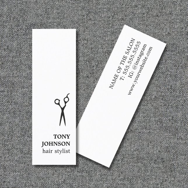 Modern minimalistisk svartvit hårslista mini visitkort (Skapare uppladdad)