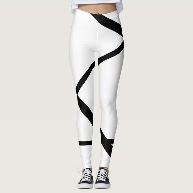Modern minimalistisk svartvit linje leggings (Framsida)