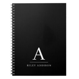 Modern minimalistisk svartvit monogram anteckningsbok