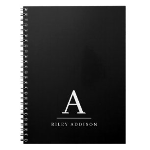 Modern minimalistisk svartvit monogram anteckningsbok