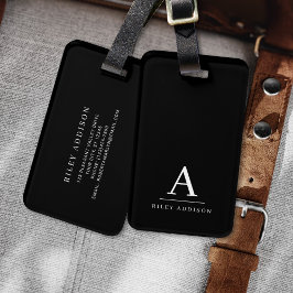 Modern minimalistisk svartvit monogram bagagebricka