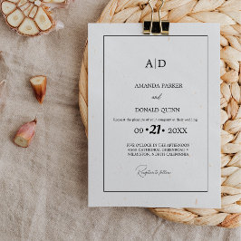 Modern minimalistisk svartvit monogram Bröllop Inbjudningar