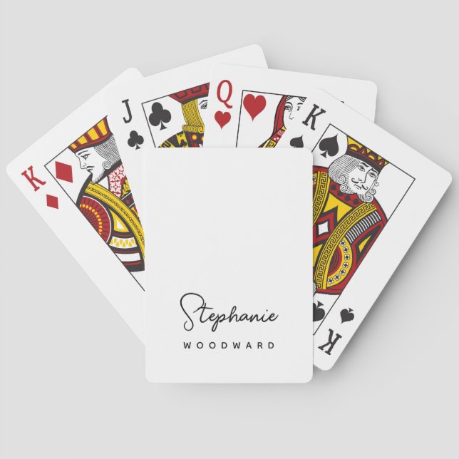 Modern minimalistisk svartvit monogram casinokort (Baksidan)