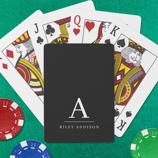 Modern minimalistisk svartvit monogram casinokort (Skapare uppladdad)