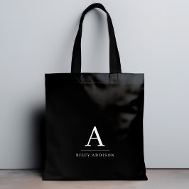 Modern minimalistisk svartvit monogram tygkasse