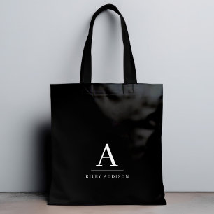 Modern minimalistisk svartvit monogram tygkasse