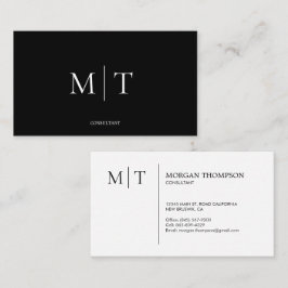 Modern minimalistisk svartvit monogram visitkort