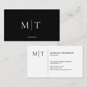 Modern minimalistisk svartvit monogram visitkort