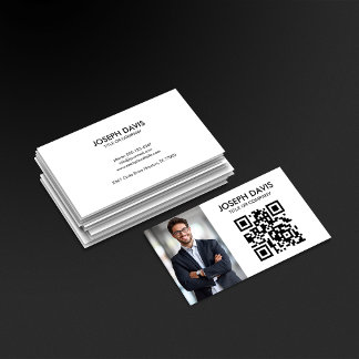 Modern minimalistisk svartvit Professionell QR Visitkort