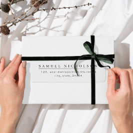 Modern minimalistisk svartvit returadress etikett