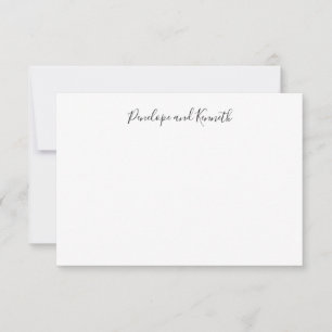 Modern minimalistisk svartvit skripttypografi tack kort