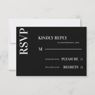 Modern minimalistisk svartvit typografi Bröllop OSA Kort