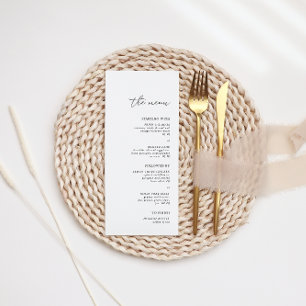 Modern minimalistisk svartvitt Bröllop-middag Meny