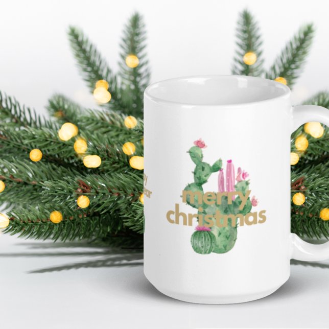 Modern minimalistisk svensk God jul Cacti Mugg (Skapare uppladdad)