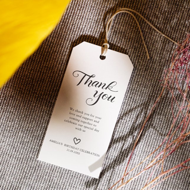 Modern minimalistisk Tack för svart skript Presentetikett (Skapare uppladdad)